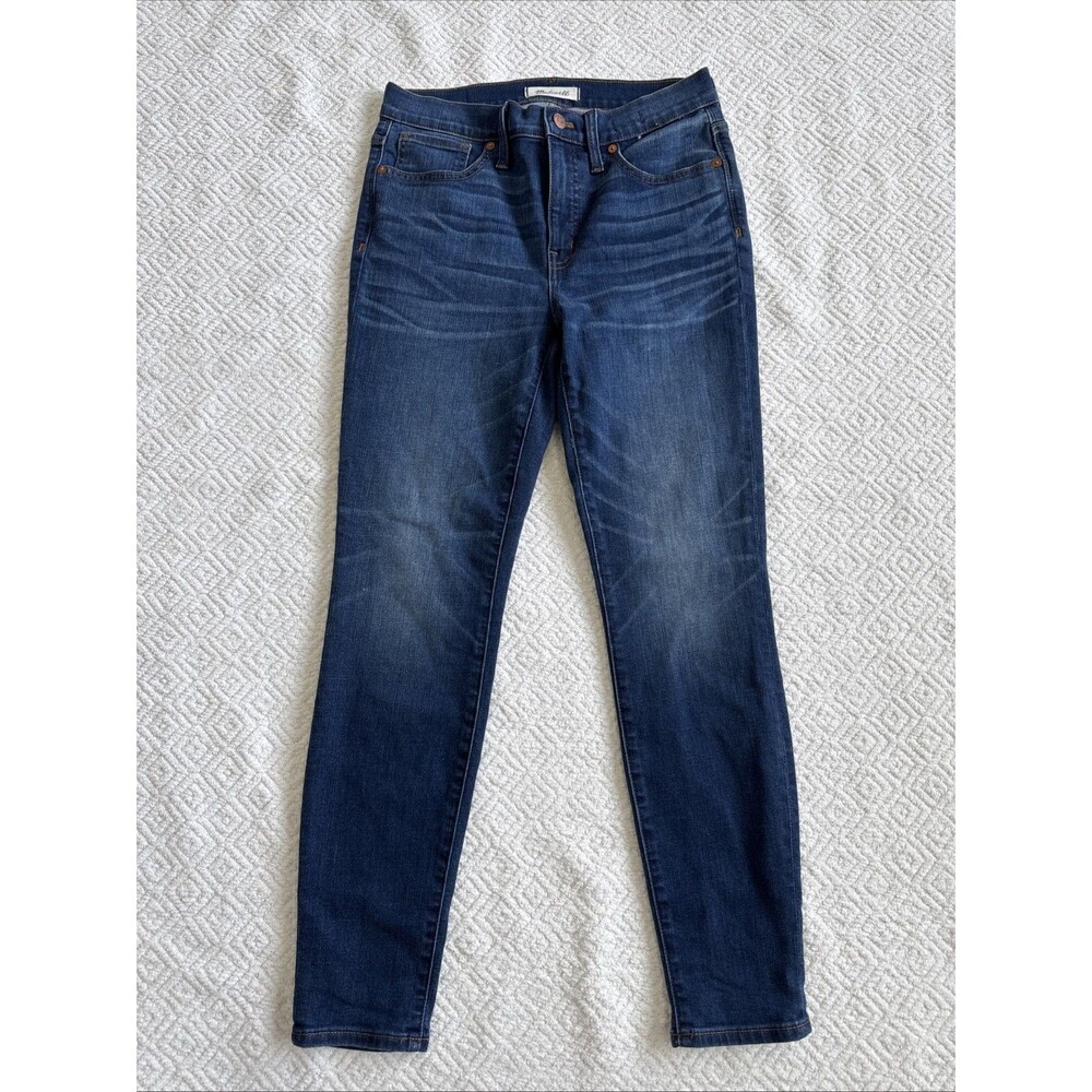 Madewell Womens 9" High Rise Skinny Jeans Size 28 Med Wash Whiskering Stretch